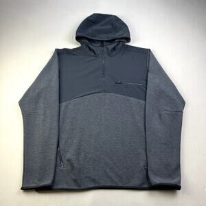 Hill City Hoodie Sweatshirt Adult Large Gray Black City Grid 1/2 Zip Athletic